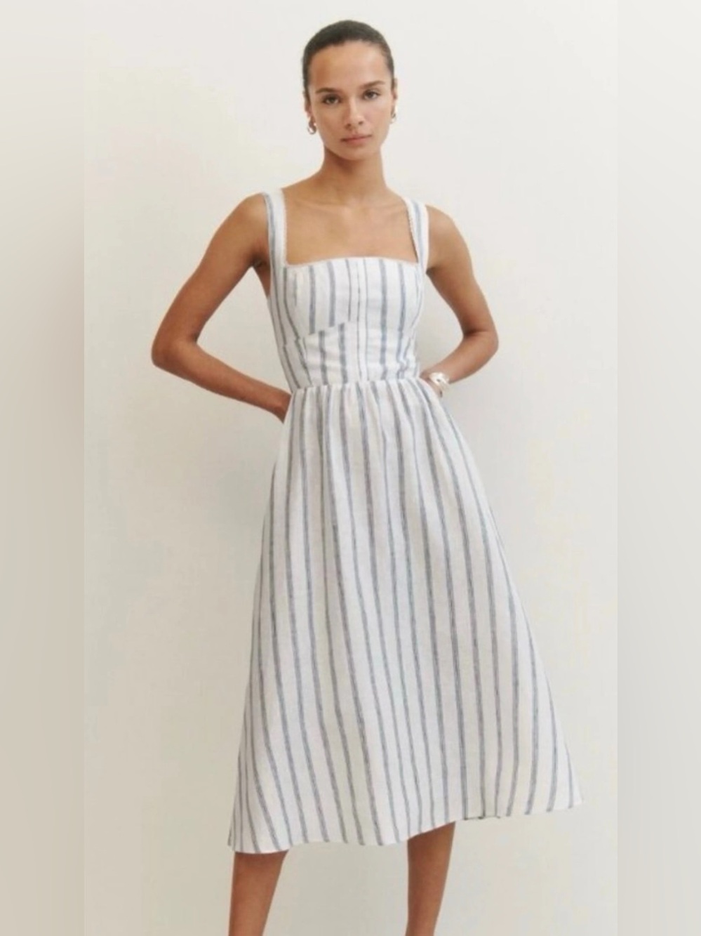 Reformation Tagliatelle Linen Dress in Harbor Stripe (Size 0) - Picture 1 of 9